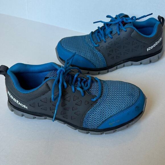 Reebok Blue Gray Cushion Hiking Camping Blokette Comfort Sneaker Men 8 Woman 10 - Picture 2 of 11